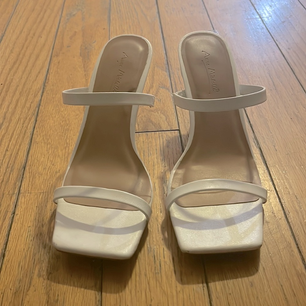 Block heels, white. Anne Michelle worn once